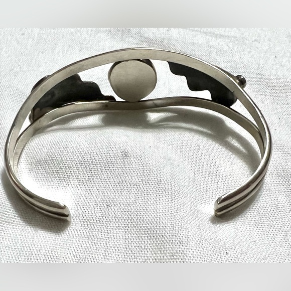 Vintage South Western Womens Green Turquoise Sterling Silver Cuff Bracelet - Picture 5 of 6